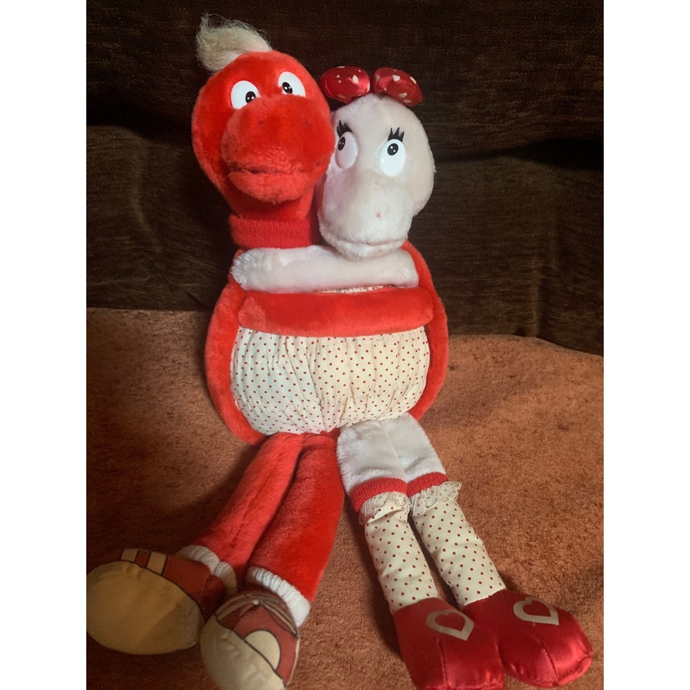 Vintage 1988 Applause Love Turtles Plush Red White Polka Dot Shared Shell 20880